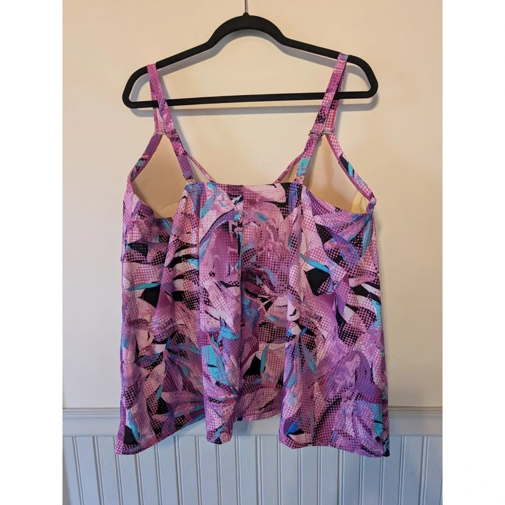 Swimsuits For All Floral Tankini Top 44C Pink Modest Swimwear Swimsuit